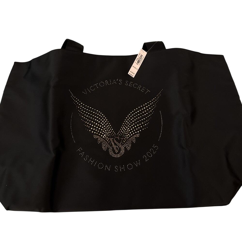 Victoria’s Secret Fashion Show 2025 Rhinestone Wings Tote Bag Black Gold NWT
